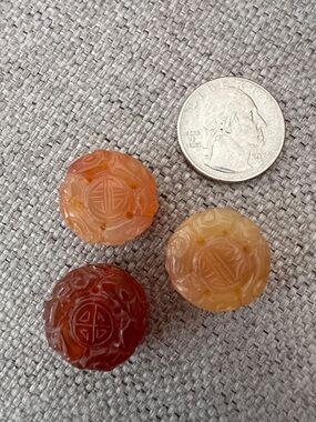 RARE Vintage Chinese Carved Carnelian Beads C